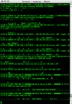 tcpdump with Pseudo Green Display
